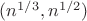 $(n^{1/3},n^{1/2})$