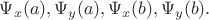 $\Psi_x(a),\Psi_y(a),\Psi_x(b),\Psi_y(b).$