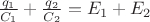 $\[\frac{{{q_1}}}{{{C_1}}} + \frac{{{q_2}}}{{{C_2}}} = {E_1} + {E_2}\]$