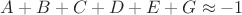 $A+B+C+D+E+G\approx -1$