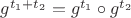 $g^{t_1+t_2}=g^{t_1}\circ g^{t_2}$
