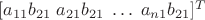 $[a_{11}b_{21} \; a_{21}b_{21}  \; \dots \; a_{n1}b_{21}]^T$