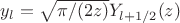 $y_l = \sqrt {\pi/(2z)} Y_{l+1/2}(z)$