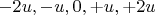 $-2u, -u, 0, +u ,+2u$