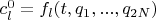 $c_l^0=f_l(t,q_1,...,q_{2N})$