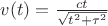 $v(t) = \frac{c t}{\sqrt{t^2+\tau^2}}$