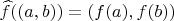$\widehat f((a,b))=(f(a),f(b))$
