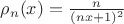 $\rho_n(x) = \frac{n}{(nx+1)^2}$