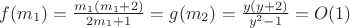 $f(m_1)=\frac{m_1(m_1+2)}{2m_1+1}=g(m_2)=\frac{y(y+2)}{y^2-1}=O(1)$