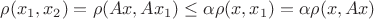 $\rho(x_1,x_2)=\rho(Ax,Ax_1)\leq\alpha\rho(x,x_1)=\alpha\rho(x,Ax)$