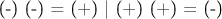 (-) (-) = (+)    |  (+) (+) = (-)