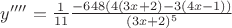 $y''''=\frac{1}{11}\frac{-648(4(3x+2)-3(4x-1))}{(3x+2)^5}$
