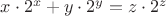 $x\cdot 2^x+y\cdot 2^y=z\cdot 2^z$