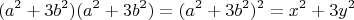 $$(a^2+3b^2) (a^2+3b^2)=(a^2 + 3b^2)^2=x^2+3y^2$$