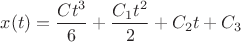 $x(t)=\dfrac{Ct^3}{6}+\dfrac{C_1t^2}{2}+C_2t+C_3$
