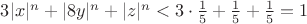 $3|x|^n+|8y|^n+|z|^n<3\cdot\frac 1 5+\frac 1 5+\frac 1 5=1$