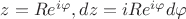 $z=R e^{i\varphi},  dz = iR e^{i\varphi} d\varphi$