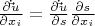 $\frac{\partial \dot \vec u} {{\partial x_i }} = \frac{{\partial \dot \vec u}} {{\partial s }}\frac{{\partial s}} {{\partial x_i }} $