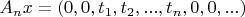 ${A_nx}= (0, 0, t_1, t_2, ..., t_n, 0, 0, ...)$