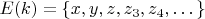 $ E(k)=\{ x, y, z, z_3, z_4,\dots \} $