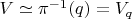 $V\simeq \pi^{-1}(q)=V_q$