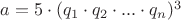 $a=5\cdot({q_1}\cdot{q_2}\cdot...\cdot{q_n})^3$