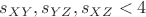 $s_{XY}, s_{YZ}, s_{XZ} < 4$