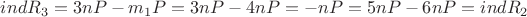 $ind R_3 = 3nP-m_1P = 3nP-4nP = - nP = 5nP-6nP = ind R_2$