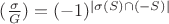 $(\frac {\sigma}{G}) =(-1)^{|\sigma(S) \cap (-S)|}$