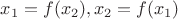 $x_1=f(x_2),x_2=f(x_1)$ $x_1=f(x_2),x_2=f(x_1)$