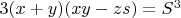 $3(x+y)(xy-zs)=S^3$