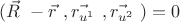 $(\vec{R}\ - \vec{r}\ , \vec{r_{u^1}}\ , \vec{r_{u^2}}\ ) = 0 $