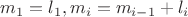 $m_1=l_1,m_{i}=m_{i-1}+l_i$