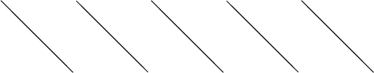 $$\begin{tikzpicture}\draw [black, thin](1.6118,0.3820) -- (1.9962,0.0000) -- (2.0000,0.0000) -- (1.6217,0.3820) -- (1.0059,1.0000) -- (0.3880,1.6180) -- (0.0038,2.0000) -- (0.0000,2.0000) -- (0.3781,1.6180) -- (0.9938,1.0000) -- (1.6118,0.3820);\draw [black, thin](3.4034,0.6910) -- (3.9056,0.1910) -- (4.1000,0.0000) -- (3.9124,0.1910) -- (3.4144,0.6910) -- (2.7964,1.3090) -- (2.2944,1.8090) -- (2.1000,2.0000) -- (2.2875,1.8090) -- (2.7853,1.3090) -- (3.4034,0.6910);\draw [black, thin](5.1938,1.0000) -- (5.8119,0.3820) -- (6.1962,0.0000) -- (6.2000,0.0000) -- (5.8217,0.3820) -- (5.2060,1.0000) -- (4.5880,1.6180) -- (4.2038,2.0000) -- (4.2000,2.0000) -- (4.5781,1.6180) -- (5.1938,1.0000);\draw [black, thin](6.9854,1.3090) -- (7.6034,0.6910) -- (8.1056,0.1910) -- (8.3000,0.0000) -- (8.1124,0.1910) -- (7.6145,0.6910) -- (6.9964,1.3090) -- (6.4944,1.8090) -- (6.3000,2.0000) -- (6.4875,1.8090) -- (6.9854,1.3090);\draw [black, thin](8.7781,1.6180) -- (9.3938,1.0000) -- (10.0119,0.3820) -- (10.3962,0.0000) -- (10.4000,0.0000) -- (10.0218,0.3820) -- (9.4060,1.0000) -- (8.7880,1.6180) -- (8.4038,2.0000) -- (8.4000,2.0000) -- (8.7781,1.6180);\end{tikzpicture}$$