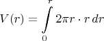 $$V(r)=\int\limits_0^r 2\pi r\cdot r \,dr$
