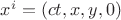 $x^i=(ct, x, y, 0)$
