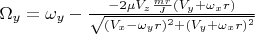 $\Omega_y=\omega_y- \frac {-2\mu V_z \frac {mr} J(V_y+\omega_x r)} {\sqrt {(V_x-\omega_y r)^2+(V_y+\omega_x r)^2}}