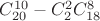 $C_{20}^{10}-C_{2}^{2}C_{18}^{8}$