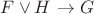 $F \vee H$ \to G