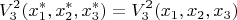 $$V^2_3(x^*_1,x^*_2,x^*_3)=V^2_3(x_1,x_2,x_3)$$