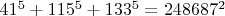 $41^5+115^5+133^5=248687^2$