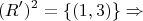 $$
(R')^2  = \{ (1,3)\}  \Rightarrow 
$$