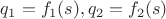 $q_1 = f_1(s), q_2 = f_2(s)$