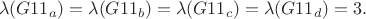 $$ \lambda(G11_a)= \lambda (G11_b)=\lambda (G11_c)= \lambda (G11_d)= 3.$$