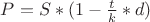 $P=S*(1-\frac tk*d)$