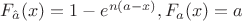 $F_{\hat{a}} (x) = 1-e^{n(a-x)} , F_a (x) = a$