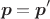 $$\boldsymbol{p}=\boldsymbol{p}'$$