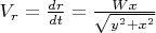 $V_r =\frac{dr}{dt}=\frac{Wx}{\sqrt{y^2+x^2}}$