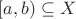$[a,b) \subseteq X$