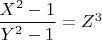 $\dfrac{X^2-1}{Y^2-1}=Z^3$
